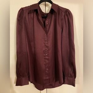 Silky Maroon Button Down Shirt